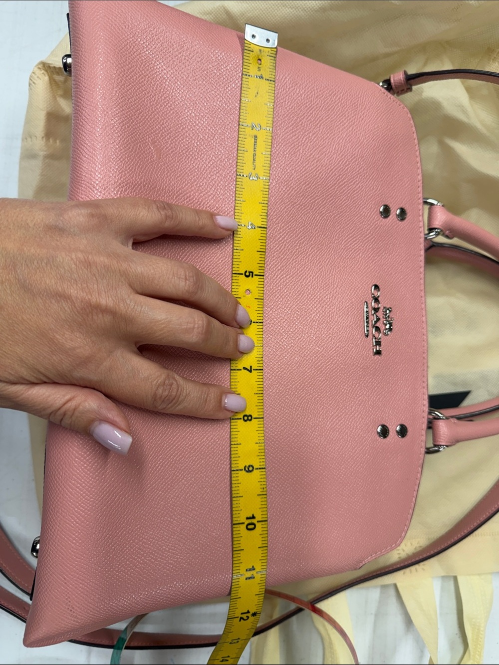 Coach Pink Pebbled Leather Satchel – Structured, Silver Hardware, Crossbody Stra - Picture 16 of 16